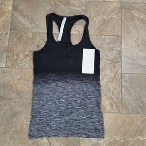 NWT Lululemon Swiftly Tech Racerback Tank Top Black White Ombre Space Dye Size 4